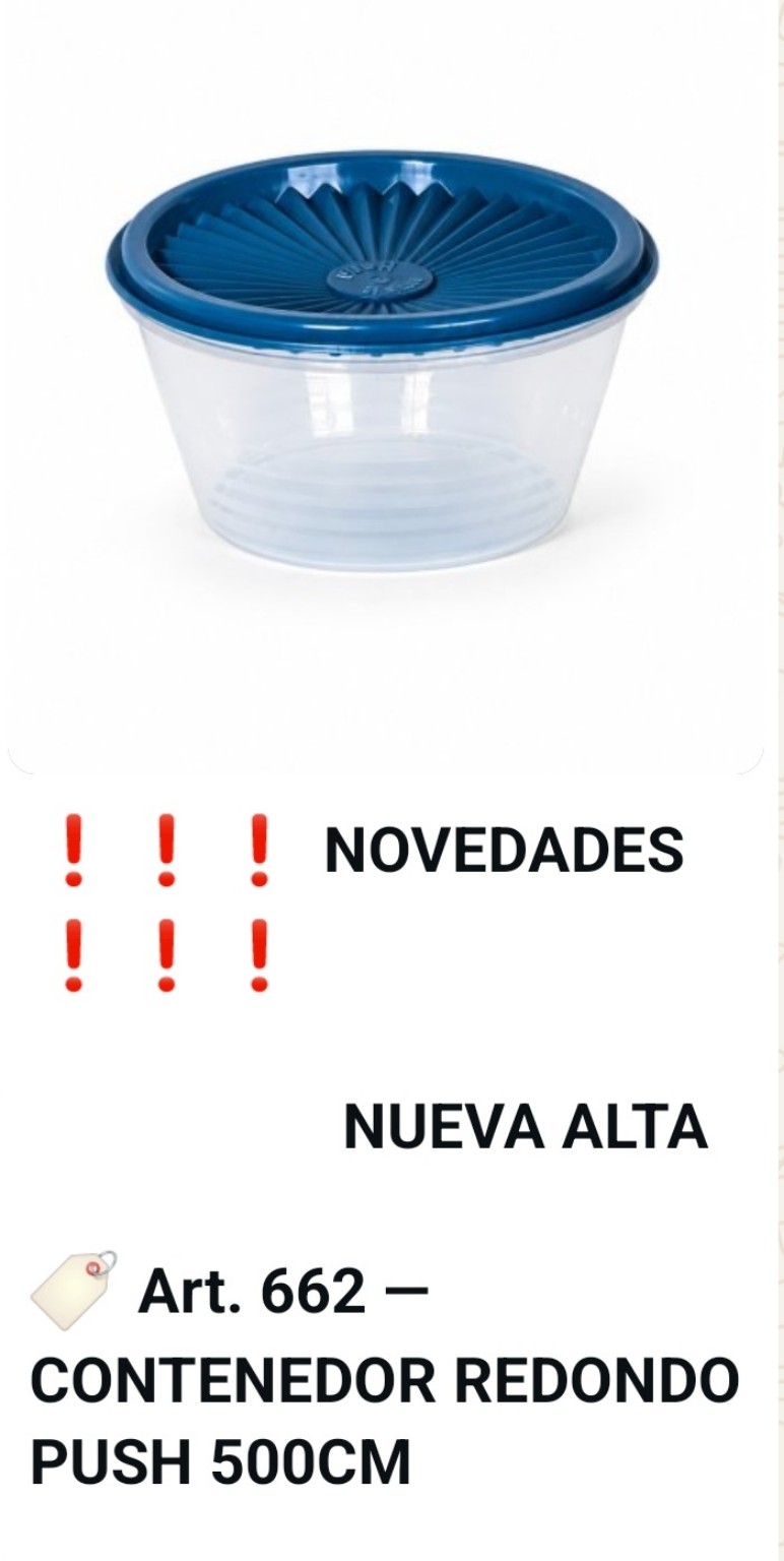 Nuevo contenedor redondo Push de 500 centímetros cúbicos, artículo 662